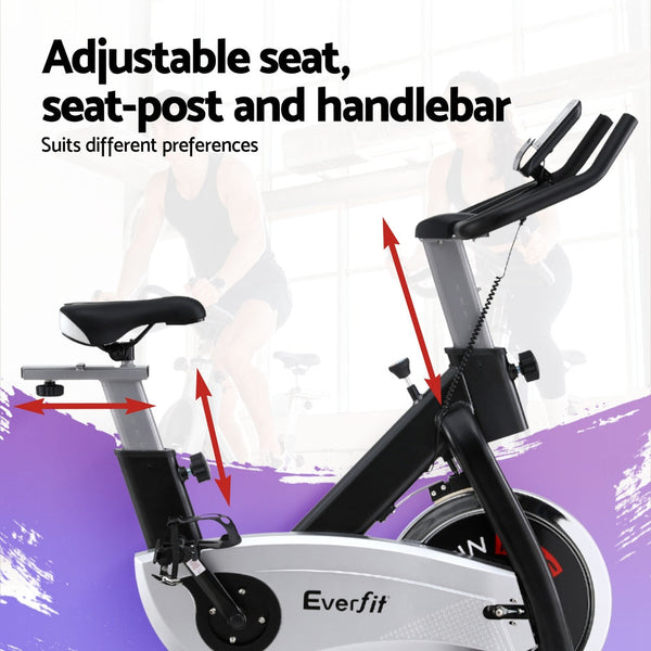 Everfit 15Kg Flywheel Spin Bike Exercise Home Gym Fitness 120Kg Capacity Exercise Bikes