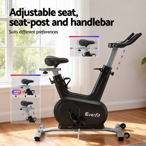 Everfit Exercise Bike Spin Electromagnetic Smart Home Fitness 24 Level Resistance 120Kg Bluetooth Exercise Bikes