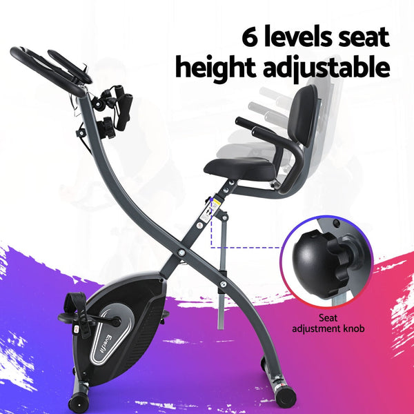 Everfit Folding Exercise Bike Magnetic X Aerobic Trainer Indoor Cycling Exercise Bikes