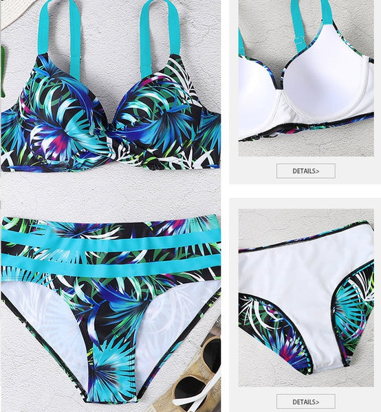 Gather Floral Swimsuits Bikini Swimwear