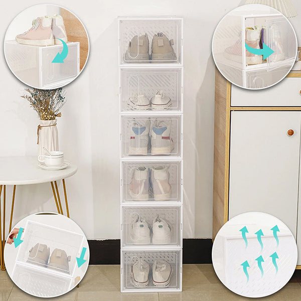 Foldable Shoe Storage Box Stackable Cabinet Dustproof Organizers Rack Shelf Shoe Organisers