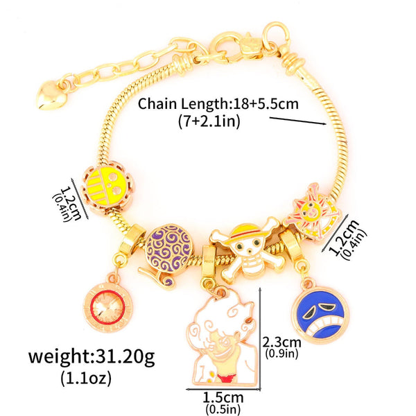 One Piece Diy Bracelet With Five Levels Sun God Nika Luffy Cartoon Metal Bracelets
