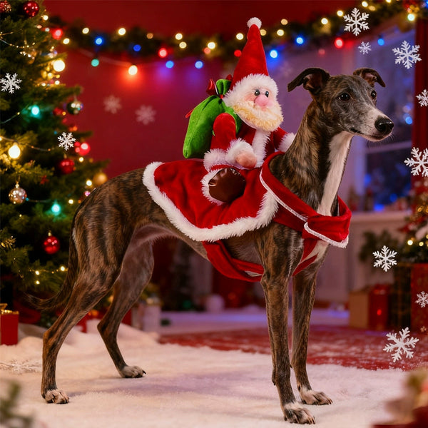Funny Christmas Dog Costume Santa Riding Pet Outfit For Small/Large Dogs | Holiday & New Year Gift Dog Clothing & Shoes