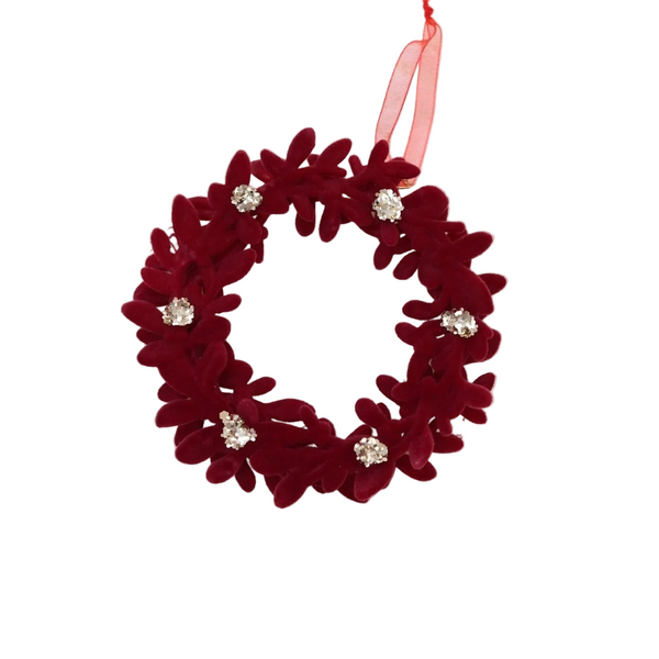 Christmas Red Velvet Door Hanger Decoration Flocked Tree Sprinkle Wreath Ornament Seasonal Decorations