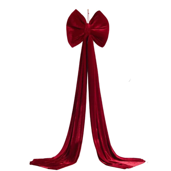 Large Wine Red Christmas Bow Big Festive Tree Topper Decoration For Xmas Seasonal Decorations