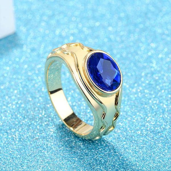 Simple Elegant Mens Ring Artificial Gemstones Silver Gold Plated Rings