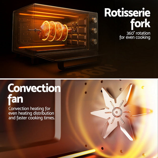Devanti 30L Convection Oven Electric Fryer Ovens 1600W Convection Ovens