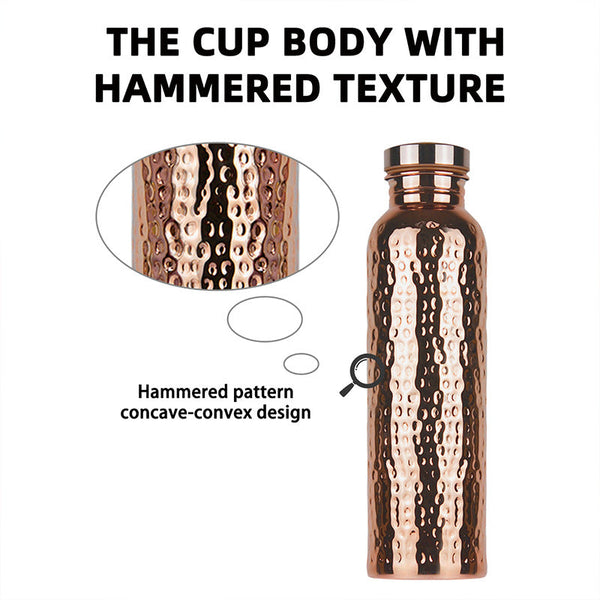800Ml Copper Hammer Pattern Water Bottle: Leakproof For Sports/Outdoor/Cycling/Gym/Fitness/Travel Water Bottles & Vacuum Flasks