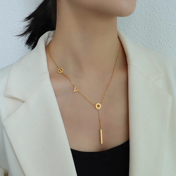 Titanium Steel Letter Necklace Necklaces & Pendants