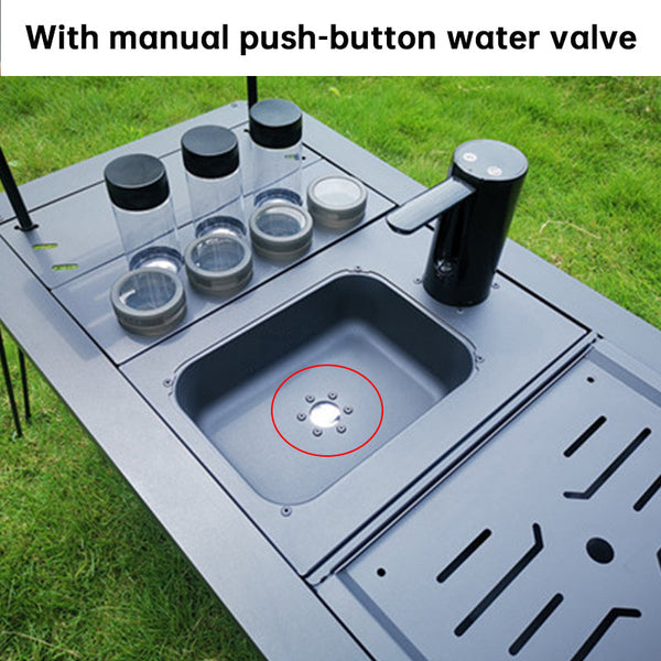 Aluminum Alloy Igt Camping Sink With Tea Tray & Cutting Board Foldable Accessory For Outdoor Table Camping Tables