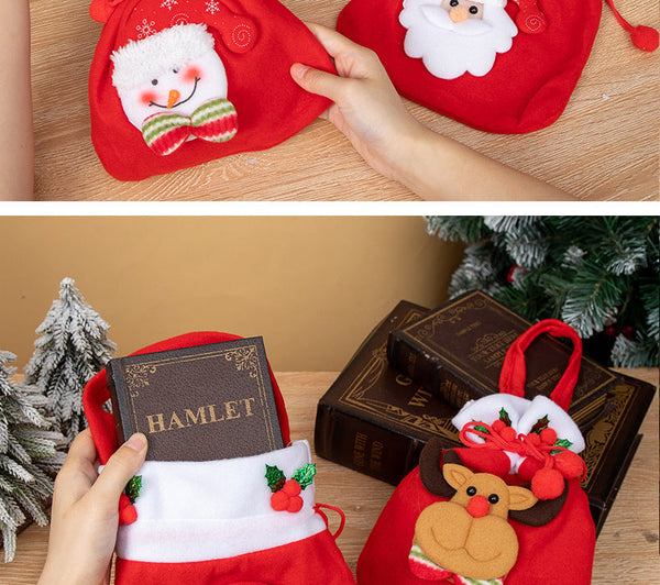 Christmas Apple Bag Cartoon Gift Shopping Drawstring Character Tote Decoration Gift Bags