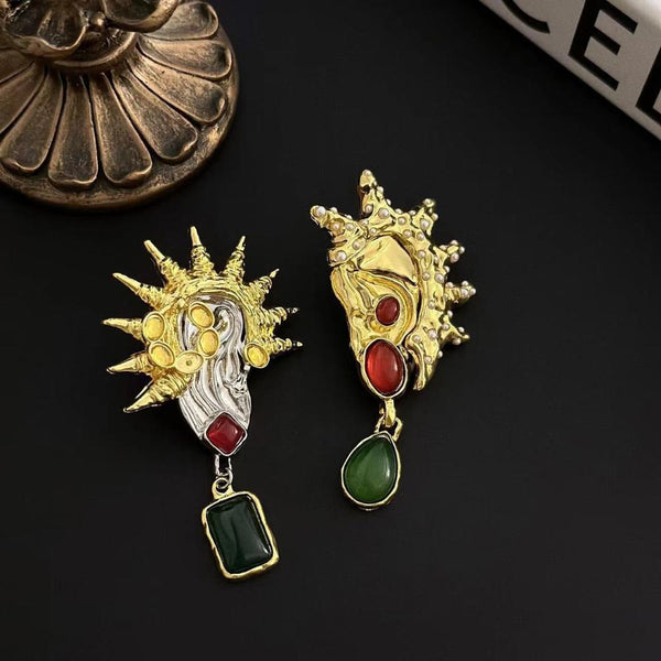 Veile Studios Gold Glazed For Women With Exaggerated Personality And Asymmetrical Design Earrings