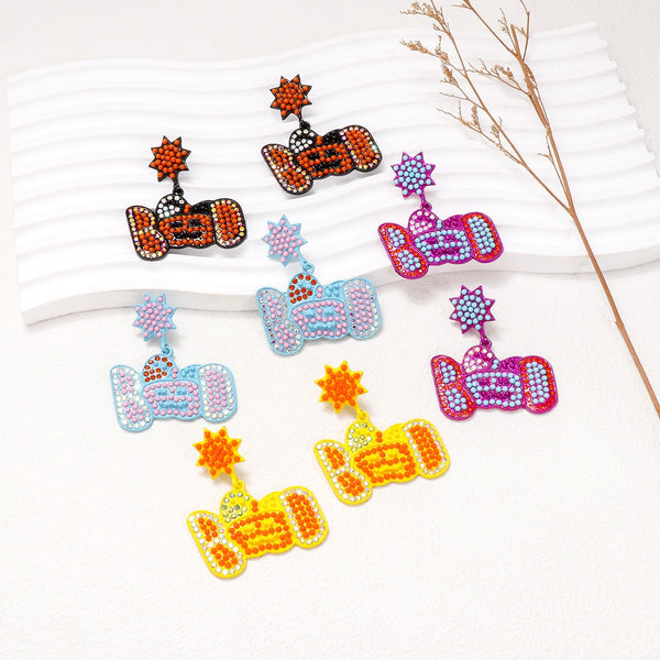 Veile Studios Cartoon Pumpkin Pearl Halloween Ghost Face For Festive Occasions Earrings