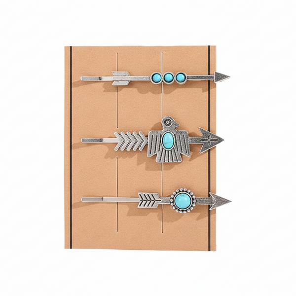 3 Pcs/Set Artificial Turquoise Hair Pins Hair Accessories