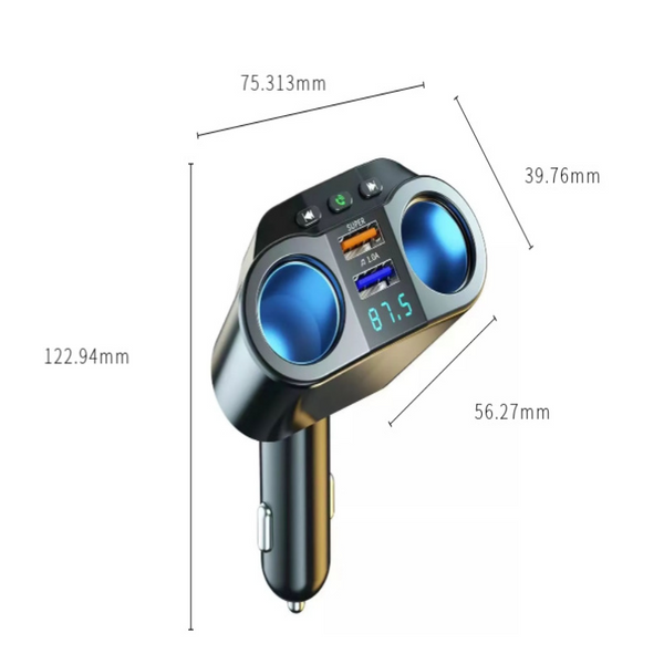 Kc 01 With One To Two Usb Ports Intelligent Digital Display Qc3.0 Fast Charging Multifunctional Cigarette Lighter Chargers & Cradles