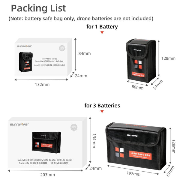 Explosion Proof Battery Bag For Camera Drone Evo Lite Black Protective Case Camera Cases Bags & Covers