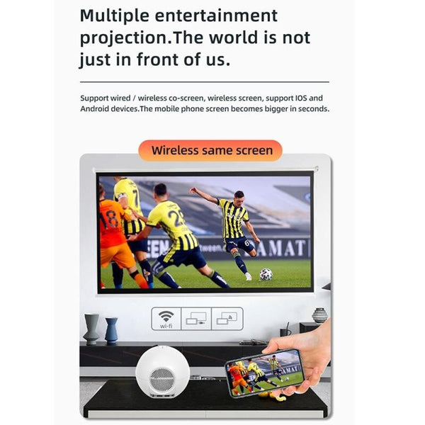 Wireless Smart Projector 100 Ansi Lumens 1280X720p Same Screen Projectors