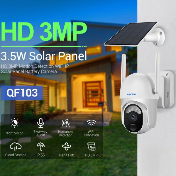 Wireless Solar Camera With Pir Alarm And Cloud Storage Three Megapixel Full Colour Night Vision Ip & Smart Security Camera Systems