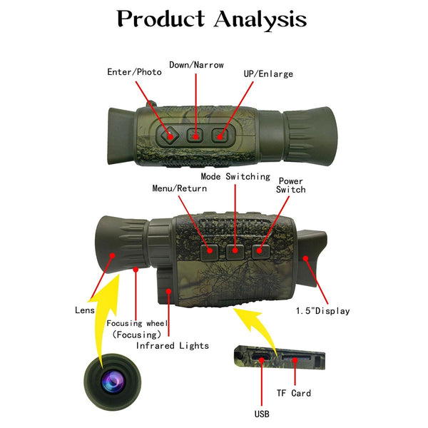 4K Hd Camo Monocular Night Vision For Outdoor And Wildlife Observation Binoculars & Monoculars