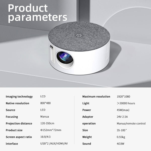 High Definition Mini Projector With 1000 Lumens And 800X480 Resolution Projectors