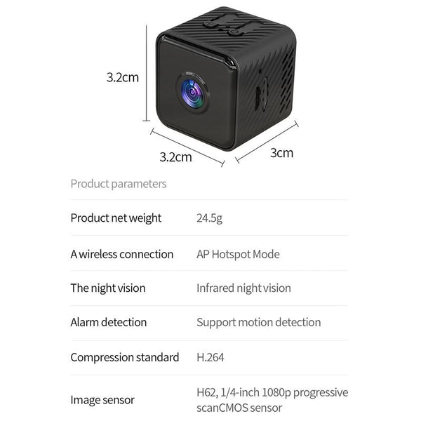 Mini Wifi Camera With Night Vision Motion Detection & Tf Card Support Security Cameras