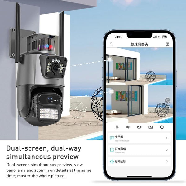 Smart Dual Two Megapixel Wifi Spherical Ip Camera With Humanoid Recognition And Alarm Ip & Smart Security Camera Systems