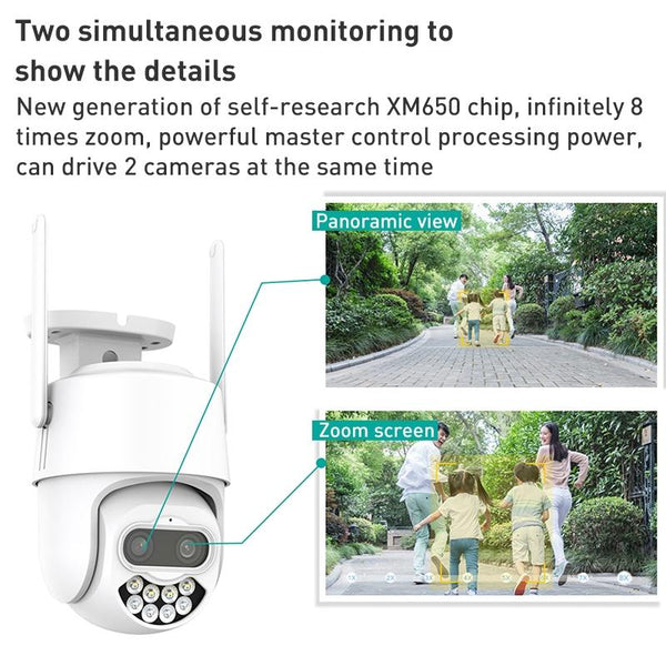 400 Watt Dual Screen Channel Ip Camera With Synchronous Monitoring Ip & Smart Security Camera Systems