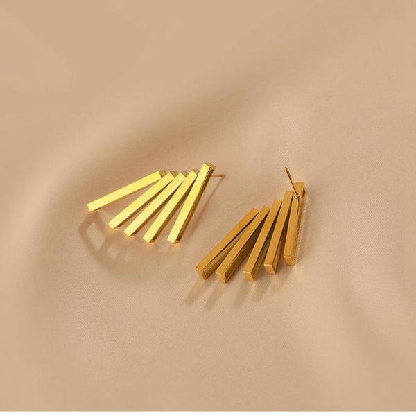 Veile Studios Exaggerated Metal Retro Style High End Titanium Steel Gold Colour Earrings