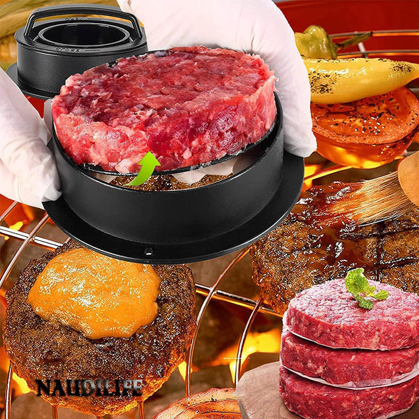 3 In 1 Manual Kitchen Gadget: Hamburger Patty Round Beef Burger & Meatball Press. Burger Presses