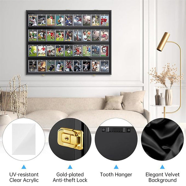 Large Sports Card Display Cases. Wooden Uv Protected Acrylic Fronts. For Football Basketball Hockey Cards. Display Stands