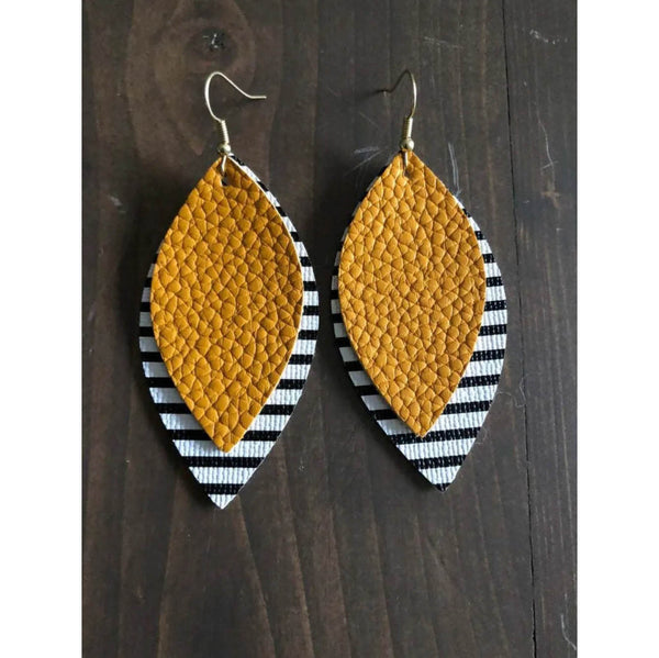 Pu Leather Leaf Dangle Earrings