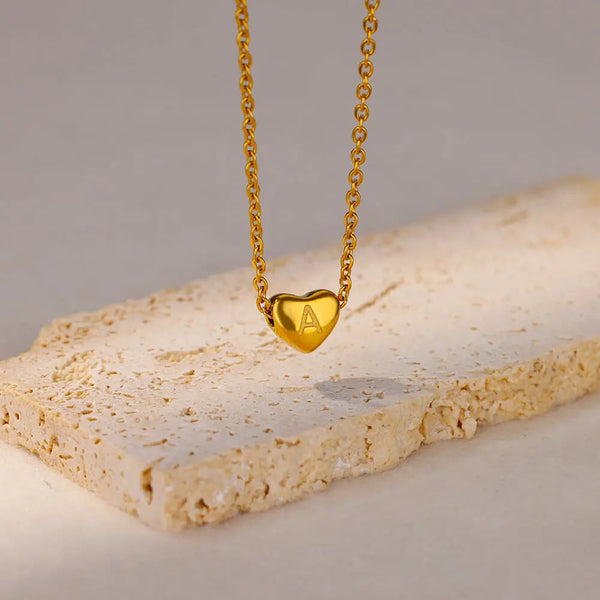 Initial Heart Necklaces For Women Gold Color Stainless Steel Engraved A Z Letter Wedding Bridesmaid Jewelry Gift Necklaces & Pendants