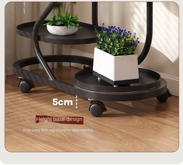 Mobile Flower Stand With Wheels Multi Layer Metal Plant Shelf For Living Room And Balcony Floor Standing Planter Rack Plant Stands