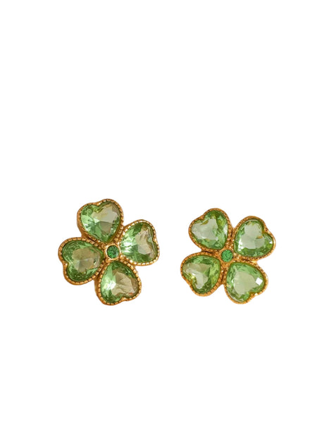Veile Studios Stainless Steel Zircon Lucky Clover Earrings