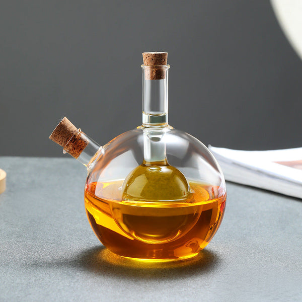 Kitchen Storage Sealed Bottles Double Layer 2 In 1 Glass Oil Vinegar Sauce Seasoning Tools Oil & Vinegar Dispensers