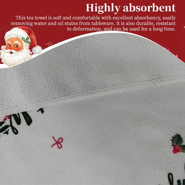 Christmas Kitchen Towels Cute Absorbent Dish Cloths For Holiday Decor & Cleaning Tea Towels & Dishcloths