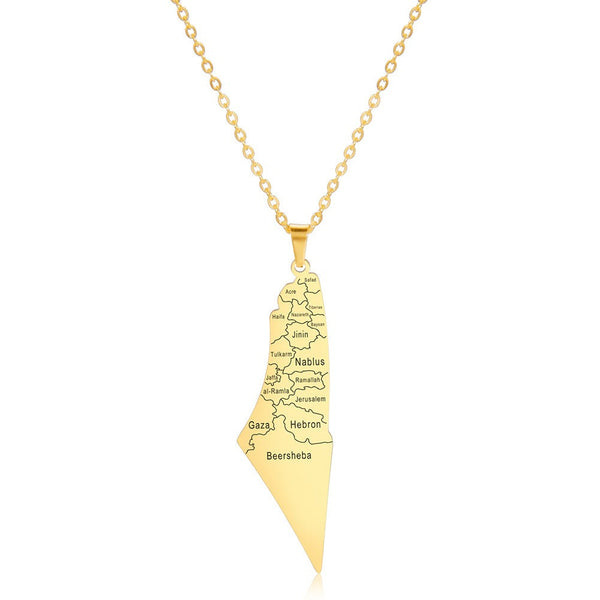 Veile Studios Laser Marking Israel Map Pendant 304 Stainless Steel Necklace Necklaces & Pendants