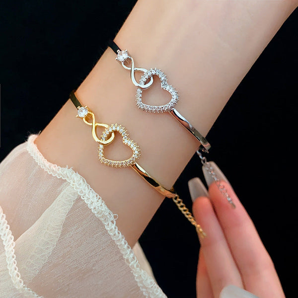 Infinite Symbol Hollow Heart Bracelet For Daughter With Gift Box Ideal Her Birthday Party Adult Bracelets