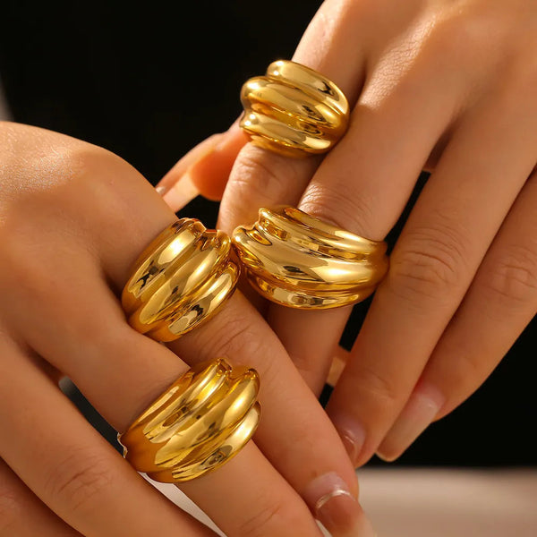 18K Gold Plated Titanium Steel Open Ring Rings
