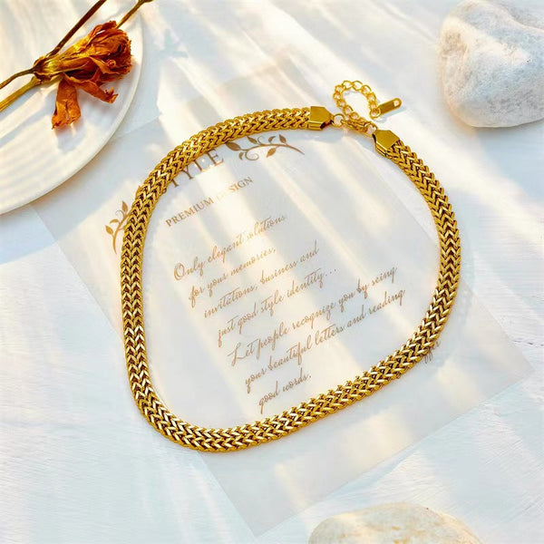 Veile Studios 316L Stainless Steel Gold Colour Thick Chain Choker Necklace For Women Punk Jewelry Necklaces & Pendants