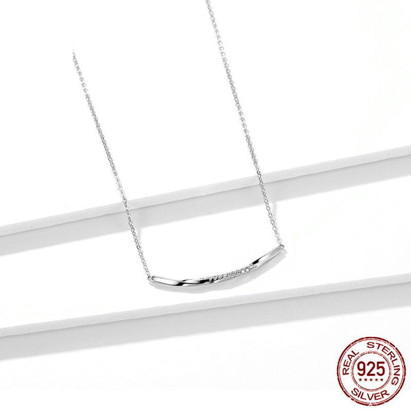Smiling Geometric Necklace S925 Silver Collarbone Chain Chains Necklaces