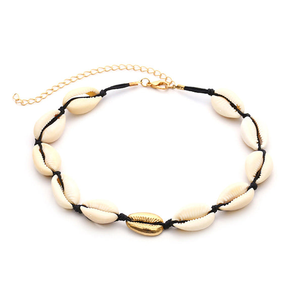 Necklace Bracelet Set Bohemian Style Hand Woven Short Collarbone Shell Bracelets