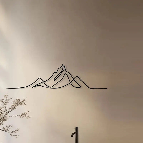 Factory Direct Black Metal Gable Decoration 3D Mountain For Background Wall Art
