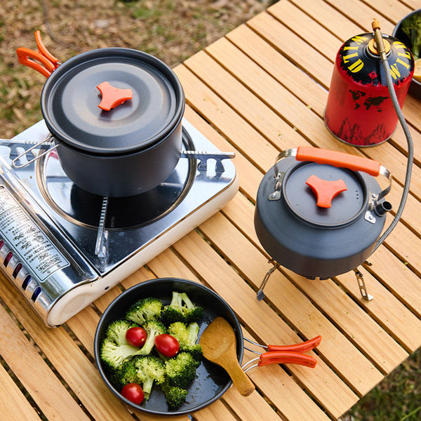 1 3 Person Set: Light Portable Pot & Pan In Carrying Bag Ideal For Outdoor Trips Camping Cookware