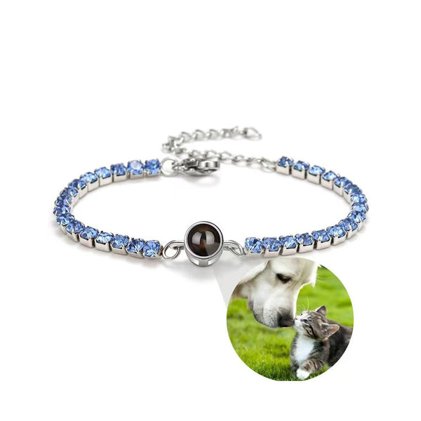 Customized Photo Projection Claw Chain Inlaid With Colored Diamonds Bracelet Women's Titanium Steel 100 Languages Bracelets