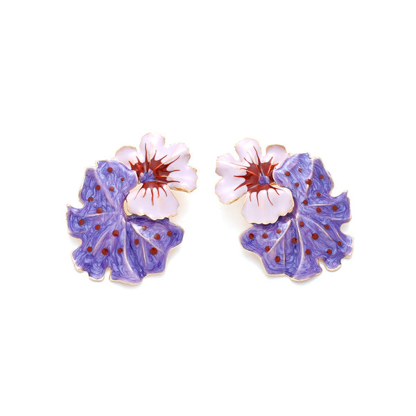 Veile Studios Light Luxury Storm Drops Oil Leaves Flowers Exaggerate Enamel Earrings