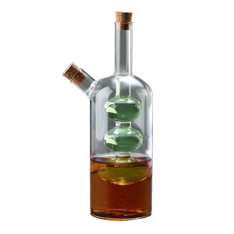 Kitchen Storage Sealed Bottles Double Layer 2 In 1 Glass Oil Vinegar Sauce Seasoning Tools Oil & Vinegar Dispensers