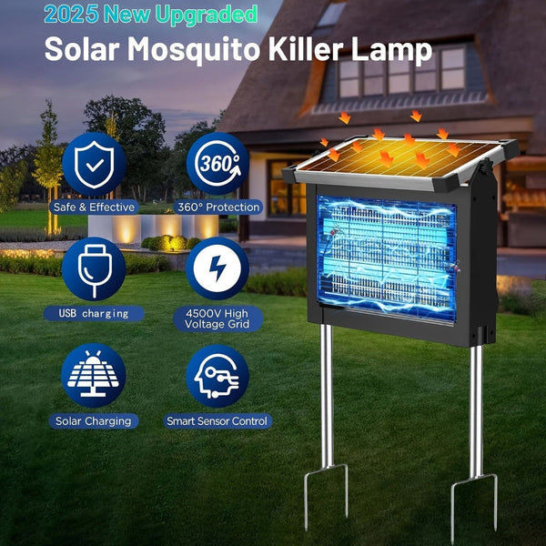 Solar Powered Bug Zapper Outdoor Zechuan 4500V Insect Zappers