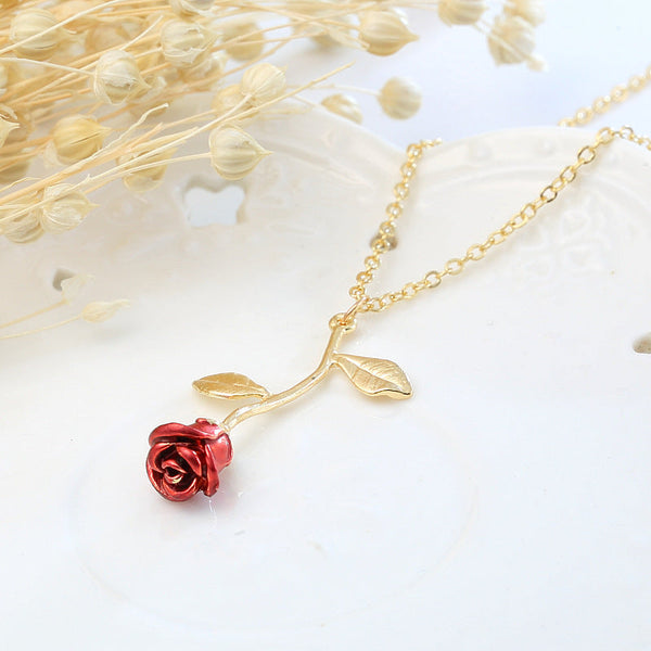 Creative Red Rose Pendant Necklace For Girlfriend Valentine's Day Gift Necklaces & Pendants