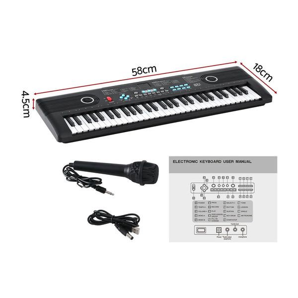 Alpha 61 Key Digital Piano Keyboard Electric Kids Gift Black Electronic Keyboards
